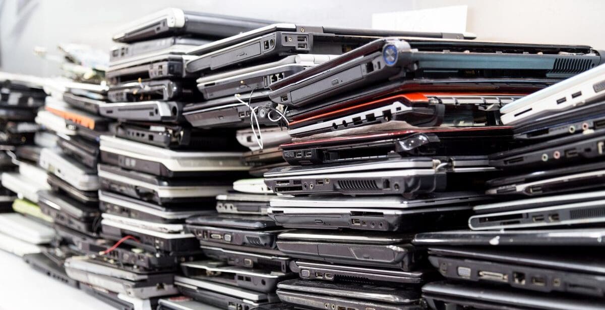 stack of old laptops